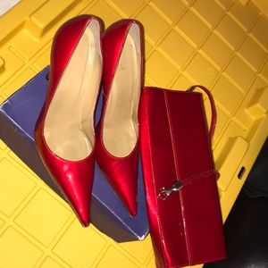 STUART WEITZMAN RED QUASAR HEEL AND PURSE